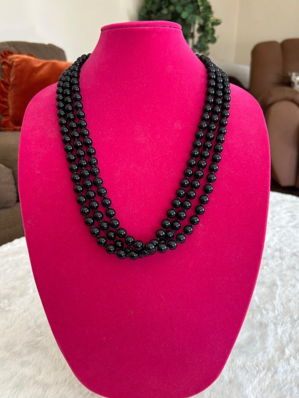 Vintage‎ Y2K Mark Avon Multi-Strand Black Beaded Necklace